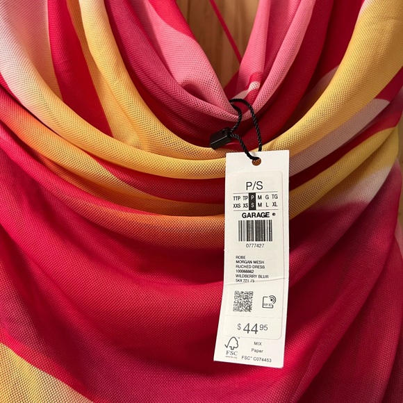 Mesh Ruched Y2K Pink and Yellow Dress NWT - Picture 4 of 5